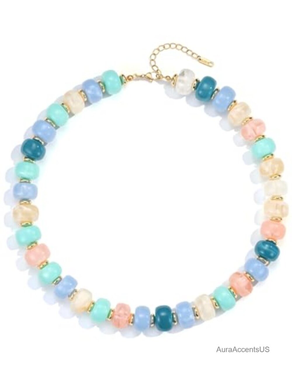Chunky Beaded Resin Necklace Statement Choker Waterproof Summer Boho